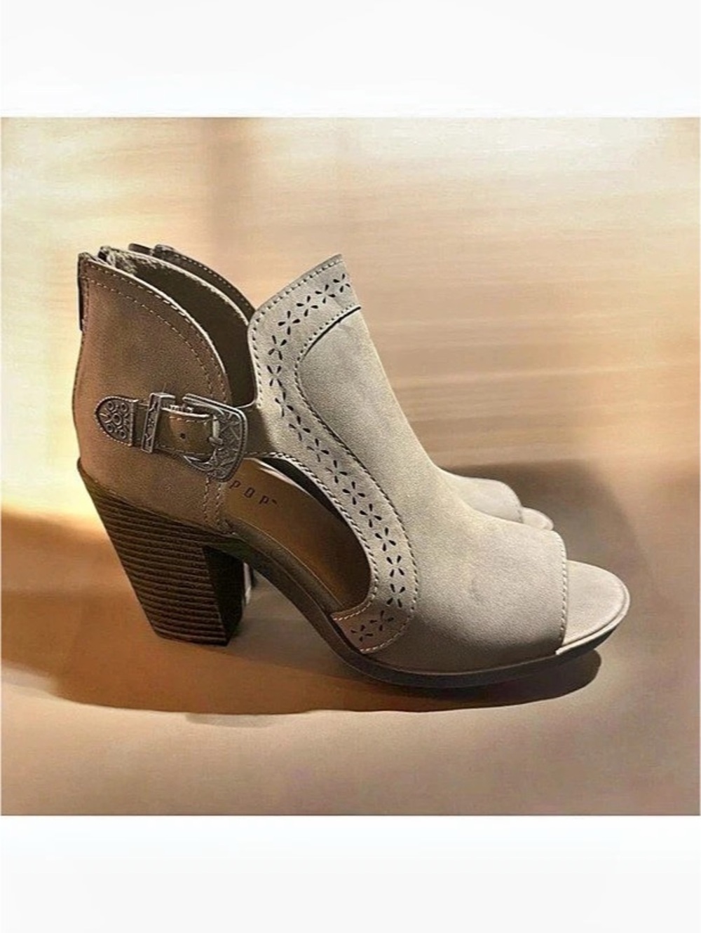 Jelly pop Jeanie peep Toe Ankle Heels in Brown US 7.5 M